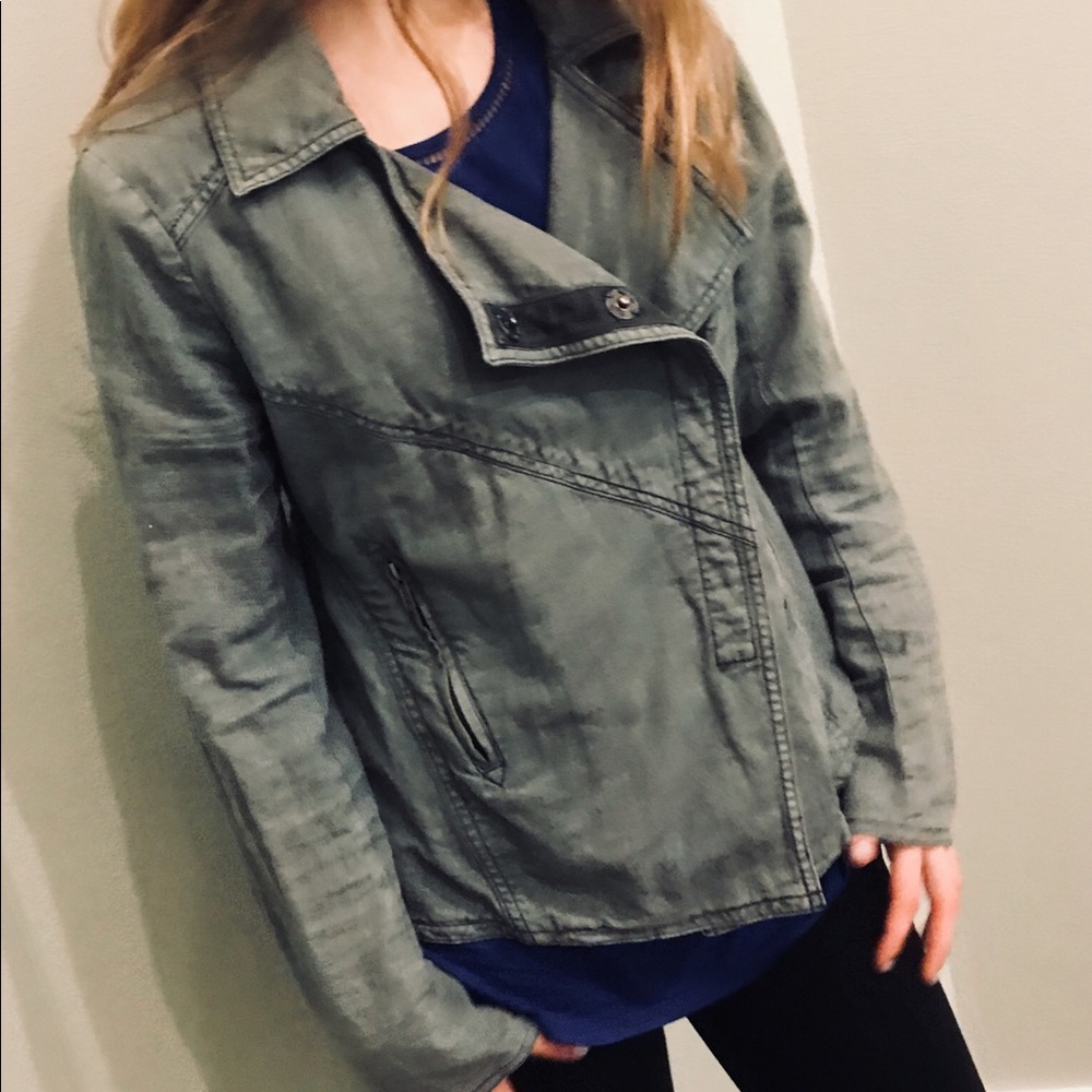 Olive Green Linen Jacket Free People XS Adore!